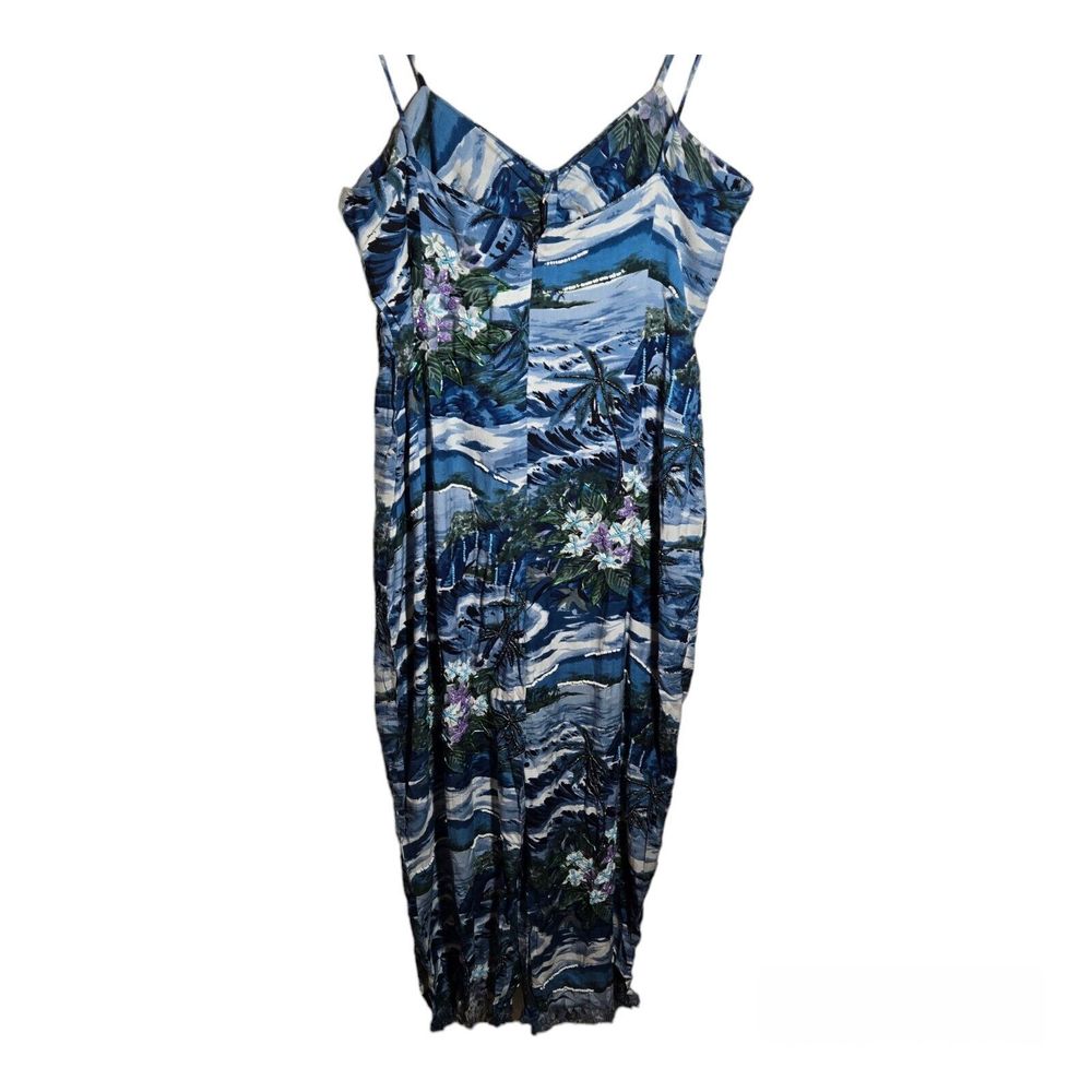 Womens Jumpsuit Romper Spaghetti Strap Beaded Frayed Hem Medium Vacay Travel